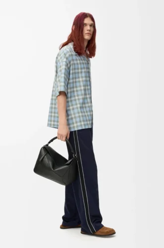 Short sleeve shirt in wool blend Light Blue/White Short sleeve shirt in wool blend Light Blue/White