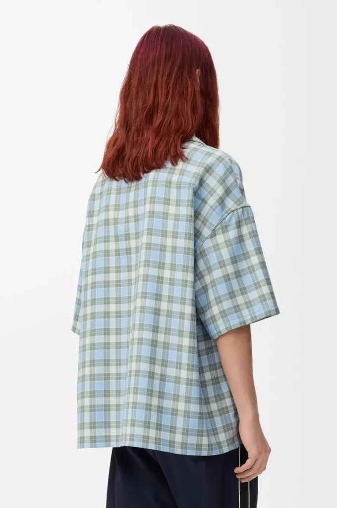 Short sleeve shirt in wool blend Light Blue/White Short sleeve shirt in wool blend Light Blue/White