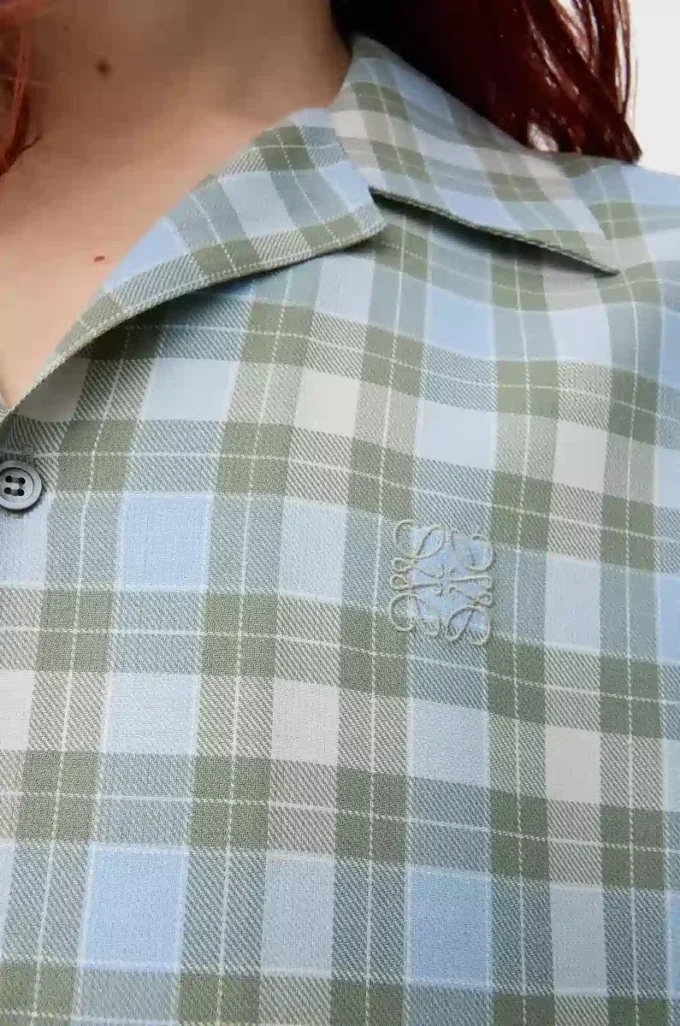Short sleeve shirt in wool blend Light Blue/White Short sleeve shirt in wool blend Light Blue/White