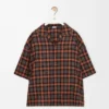 Short sleeve shirt in wool blend Orange/Black