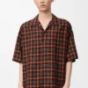 Short sleeve shirt in wool blend Orange/Black