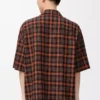 Short sleeve shirt in wool blend Orange/Black
