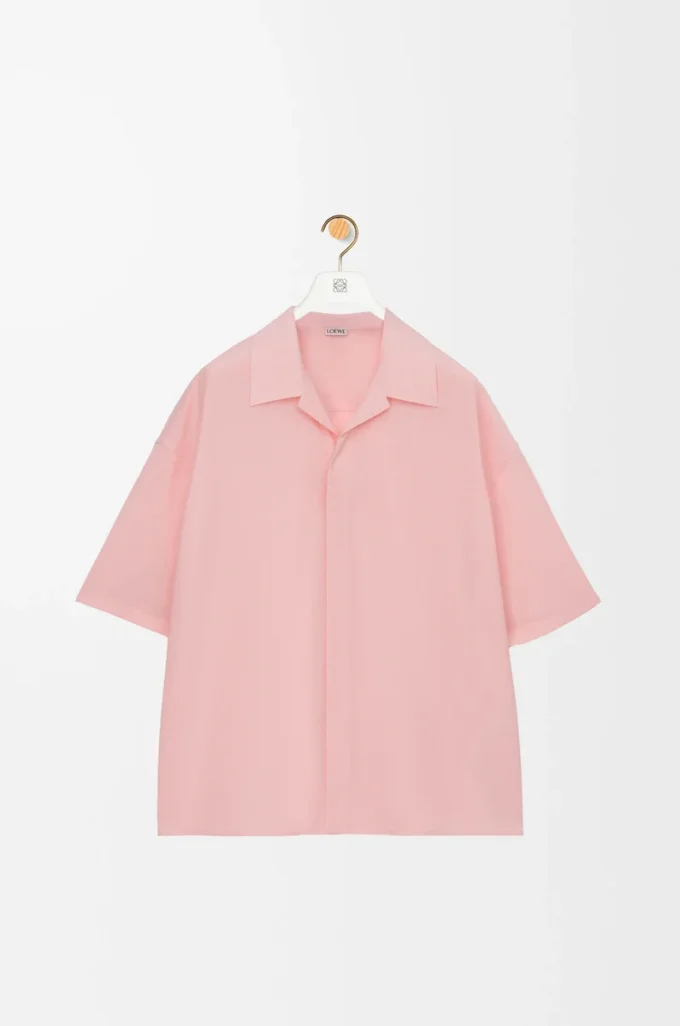 Short sleeve shirt in wool Coral Short sleeve shirt in wool Coral