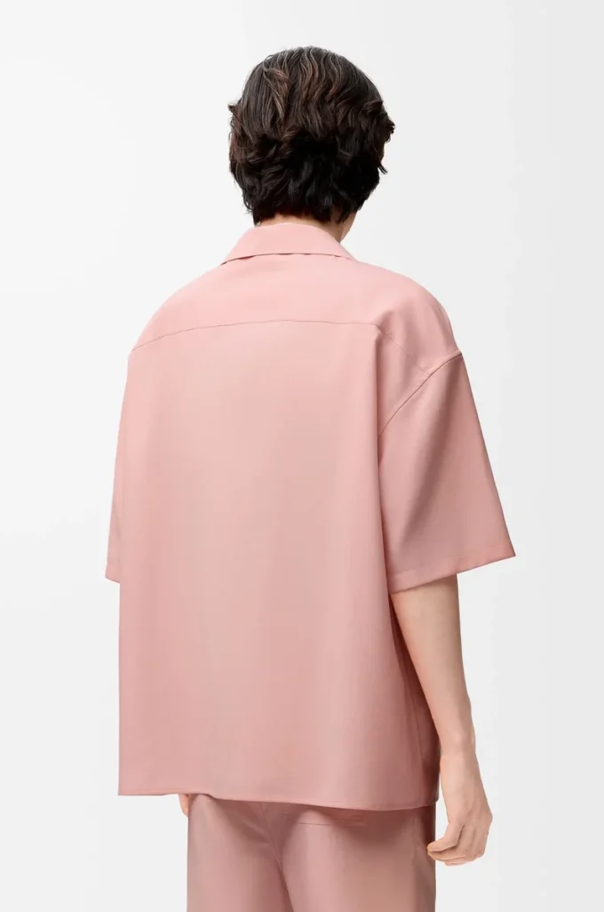 Short sleeve shirt in wool Coral Short sleeve shirt in wool Coral