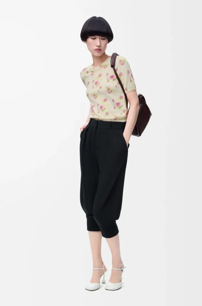Short sleeve sweater in cotton blend White/Pink Short sleeve sweater in cotton blend White/Pink