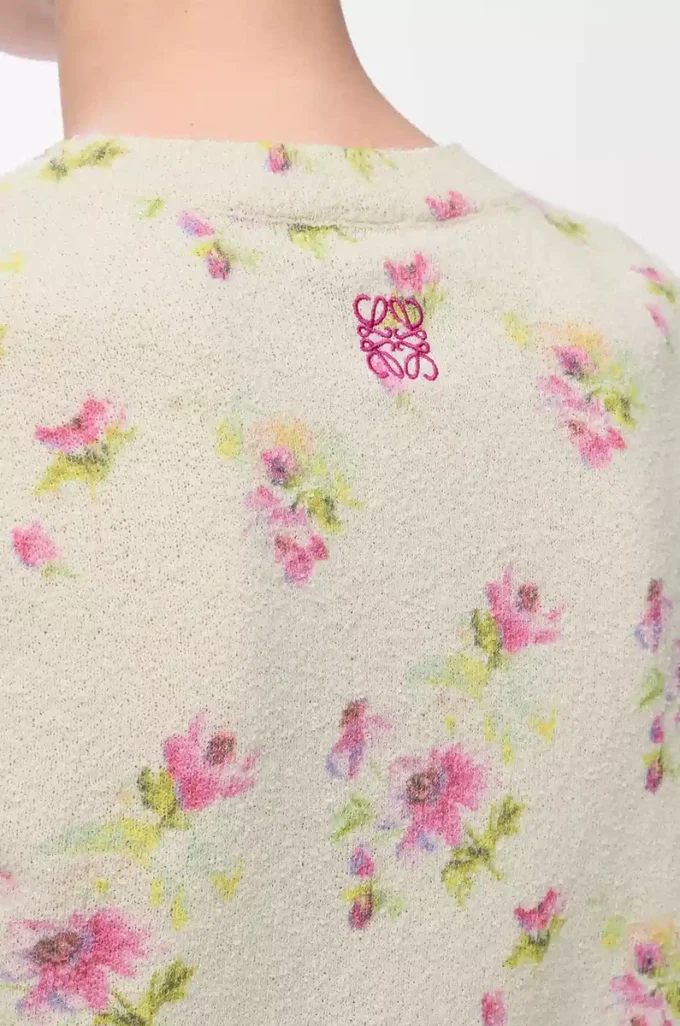Short sleeve sweater in cotton blend White/Pink Short sleeve sweater in cotton blend White/Pink