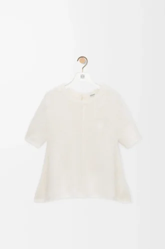 Short sleeve sweater in mohair blend White