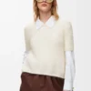 Short sleeve sweater in mohair blend White Short sleeve sweater in mohair blend White