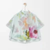 Short sleeve trapeze shirt in cotton and silk Light Blue/Multicolor Short sleeve trapeze shirt in cotton and silk Light Blue/Multicolor