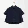 Short sleeve trapeze shirt in cotton Navy Blue Short sleeve trapeze shirt in cotton Navy Blue