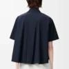 Short sleeve trapeze shirt in cotton Navy Blue Short sleeve trapeze shirt in cotton Navy Blue