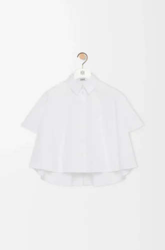 Short sleeve trapeze shirt in cotton White