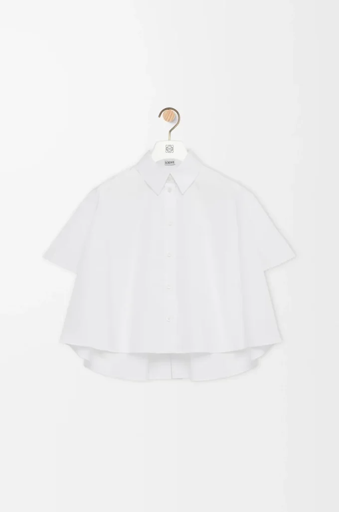 Short sleeve trapeze shirt in cotton White Short sleeve trapeze shirt in cotton White