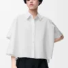 Short sleeve trapeze shirt in cotton White Short sleeve trapeze shirt in cotton White
