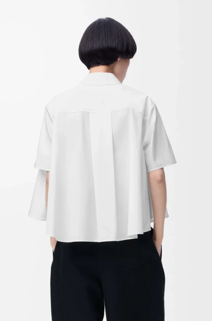 Short sleeve trapeze shirt in cotton White Short sleeve trapeze shirt in cotton White