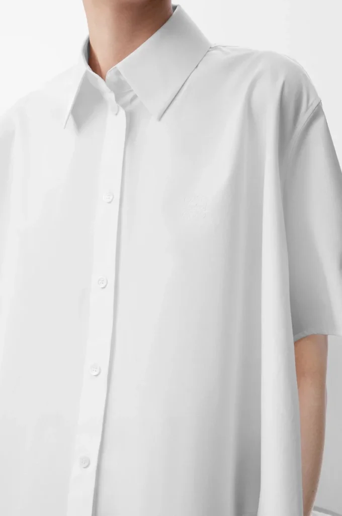 Short sleeve trapeze shirt in cotton White Short sleeve trapeze shirt in cotton White
