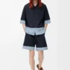 Shorts in cotton Dark Navy/Light Blue Shorts in cotton Dark Navy/Light Blue
