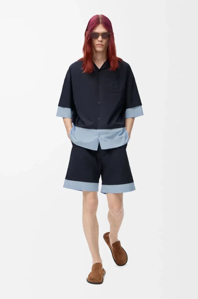 Shorts in cotton Dark Navy/Light Blue Shorts in cotton Dark Navy/Light Blue