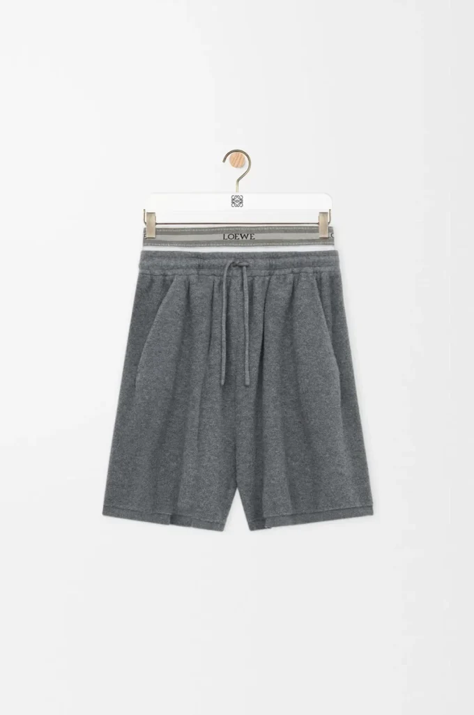 Shorts in wool blend Grey Melange/White
