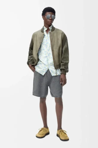 Shorts in wool blend Grey Melange/White
