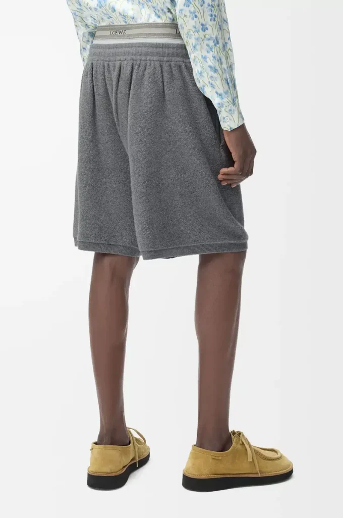 Shorts in wool blend Grey Melange/White