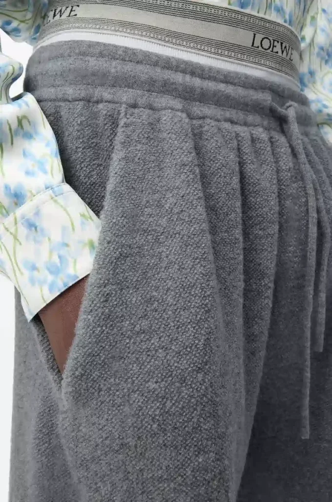 Shorts in wool blend Grey Melange/White