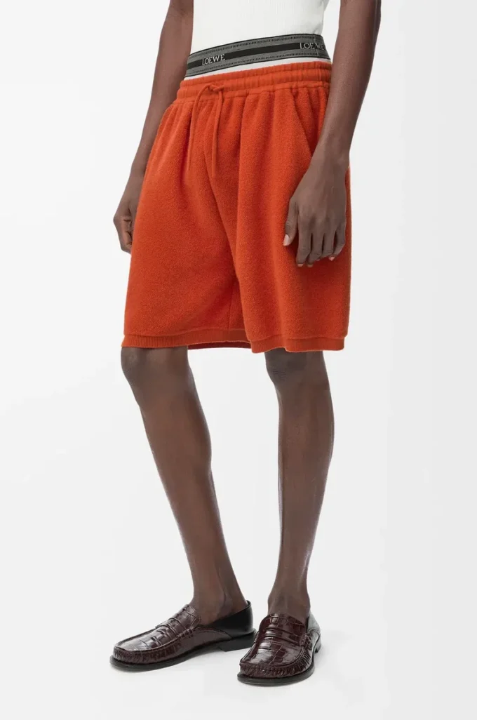 Shorts in wool blend Orange/White