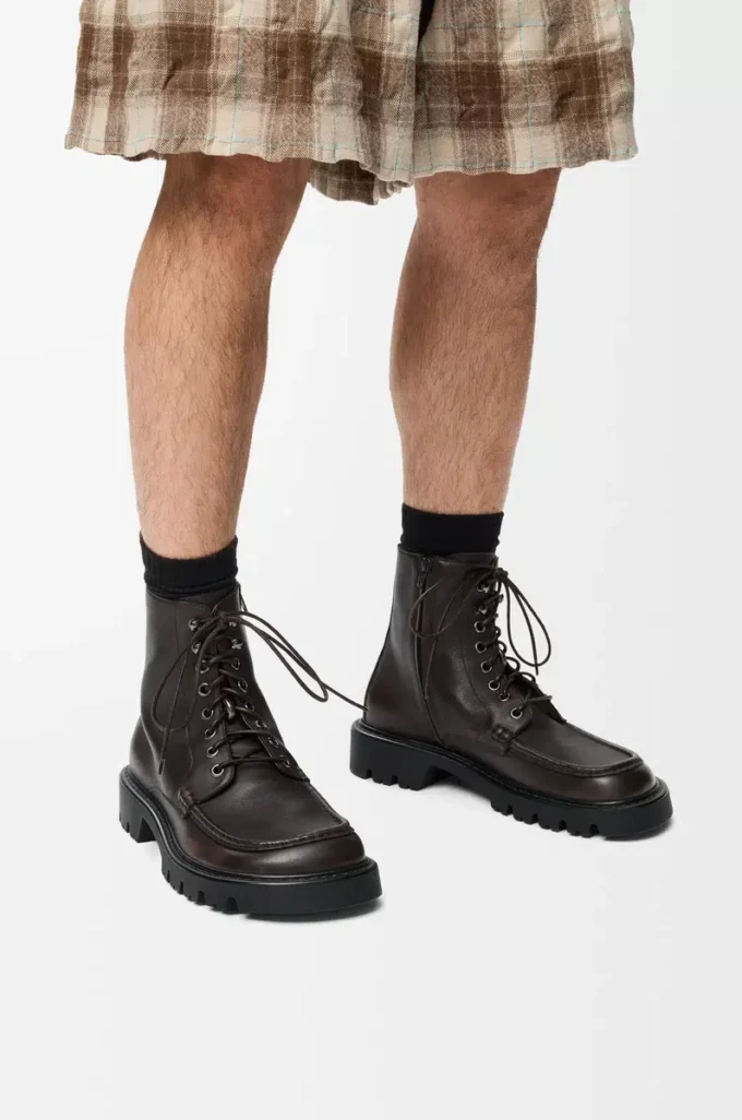 Sierra combat ankle boot in brushed-off calfskin Dark Brown Sierra combat ankle boot in brushed-off calfskin Dark Brown