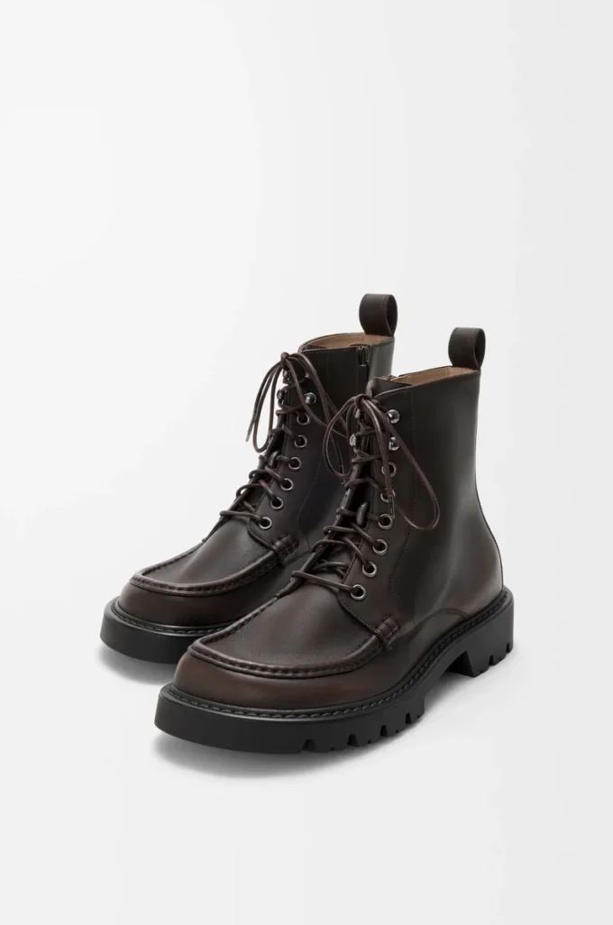 Sierra combat ankle boot in brushed-off calfskin Dark Brown Sierra combat ankle boot in brushed-off calfskin Dark Brown
