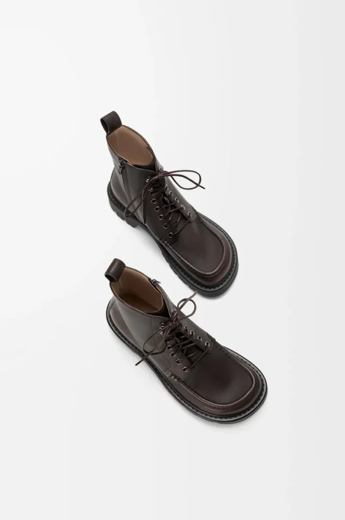 Sierra combat ankle boot in brushed-off calfskin Dark Brown Sierra combat ankle boot in brushed-off calfskin Dark Brown