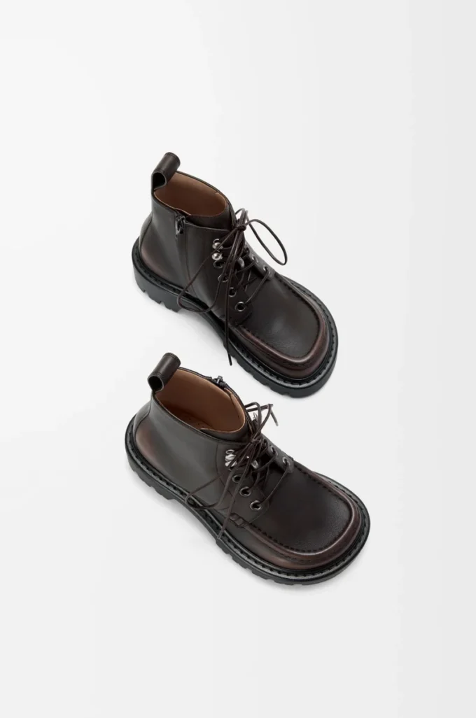 Sierra combat ankle boot in brushed-off calfskin Dark Brown