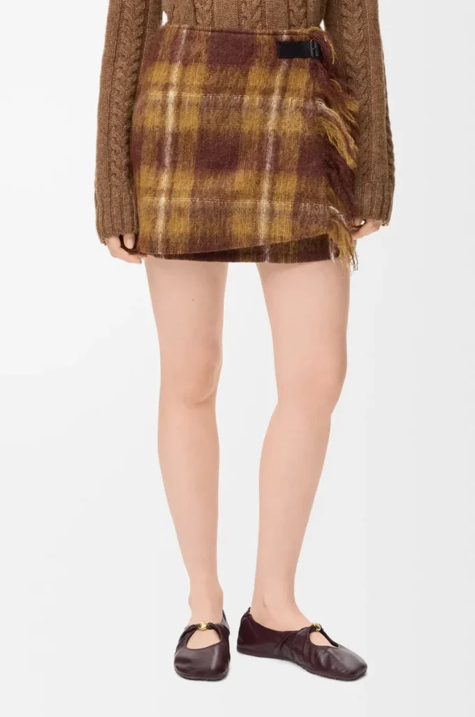 Skirt in mohair and wool blend Yellow/Multicolor