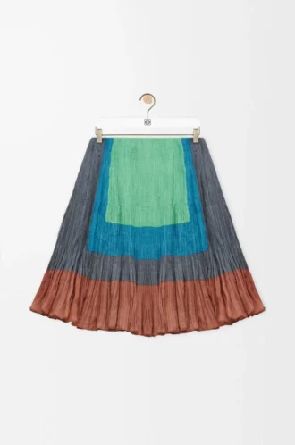 Skirt in silk blend Caramel/Bright Green