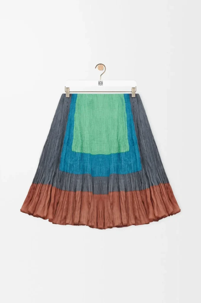 Skirt in silk blend Caramel/Bright Green