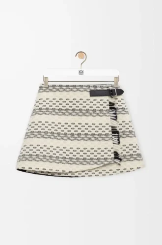 Skirt in wool blend jacquard Black/White
