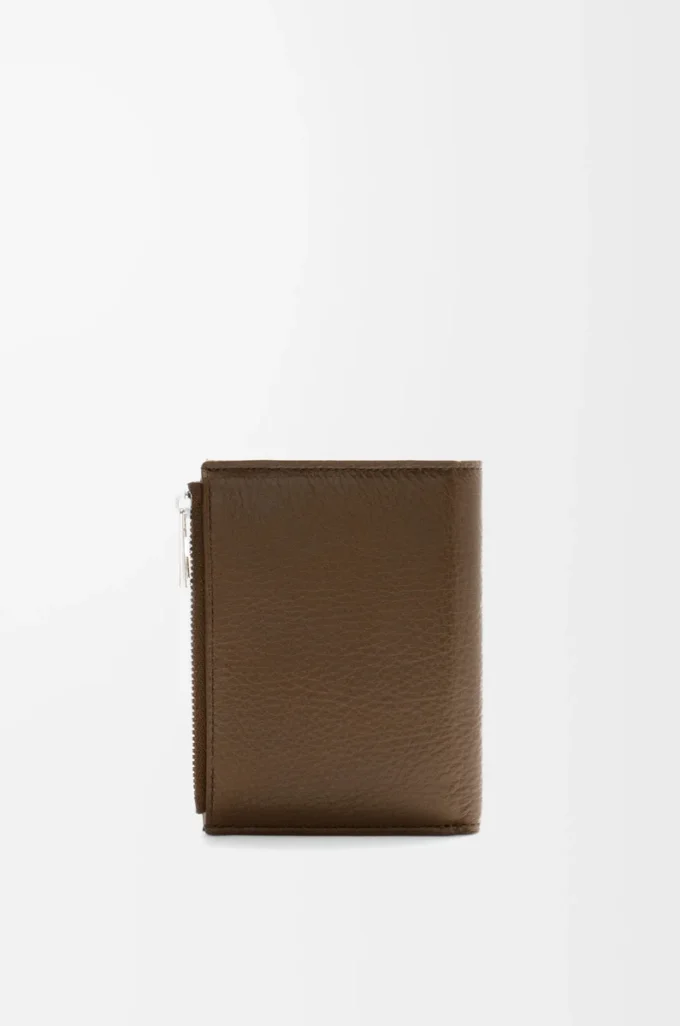 Slim compact wallet in deerskin Tundra