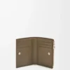 Slim compact wallet in shiny calfskin	Dark Khaki Green/Khaki Green