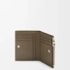 Slim compact wallet in shiny calfskin	Dark Khaki Green/Khaki Green