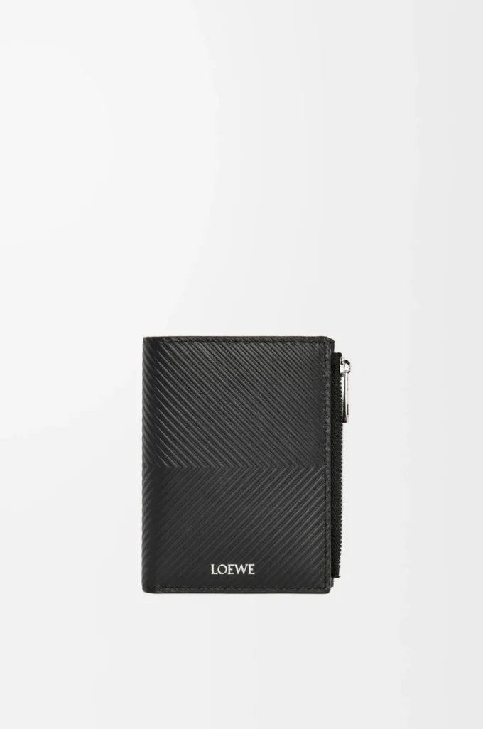Slim compact walllet in textured classic calfskin Black Slim compact walllet in textured classic calfskin Black