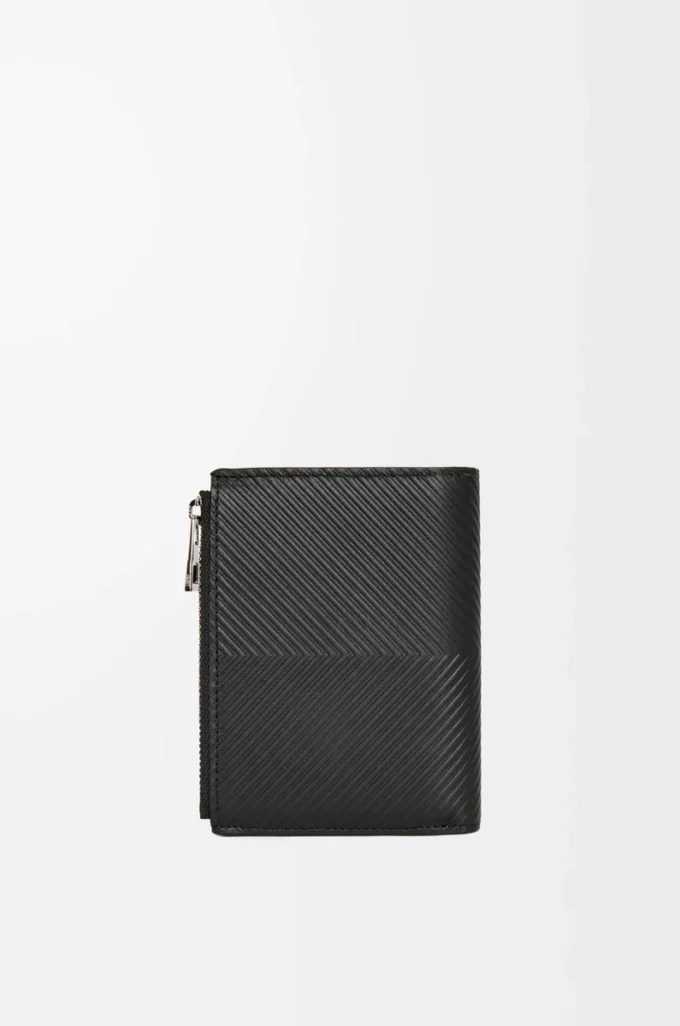 Slim compact walllet in textured classic calfskin Black Slim compact walllet in textured classic calfskin Black