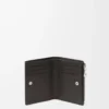 Slim compact walllet in textured classic calfskin Dark Grey