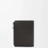 Slim compact walllet in textured classic calfskin Dark Grey