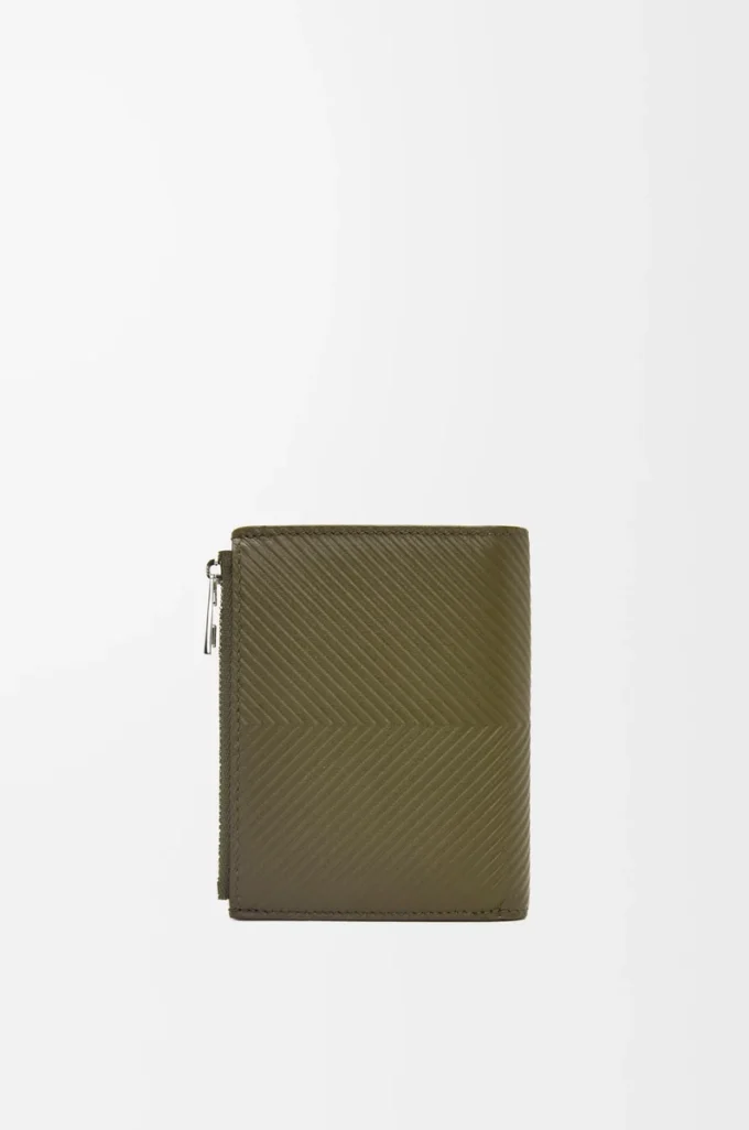 Slim compact walllet in textured classic calfskin Dark Khaki Slim compact walllet in textured classic calfskin Dark Khaki