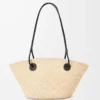 Small Anagram Basket bag in iraca palm and calfskin Natural/Black Small Anagram Basket bag in iraca palm and calfskin Natural/Black