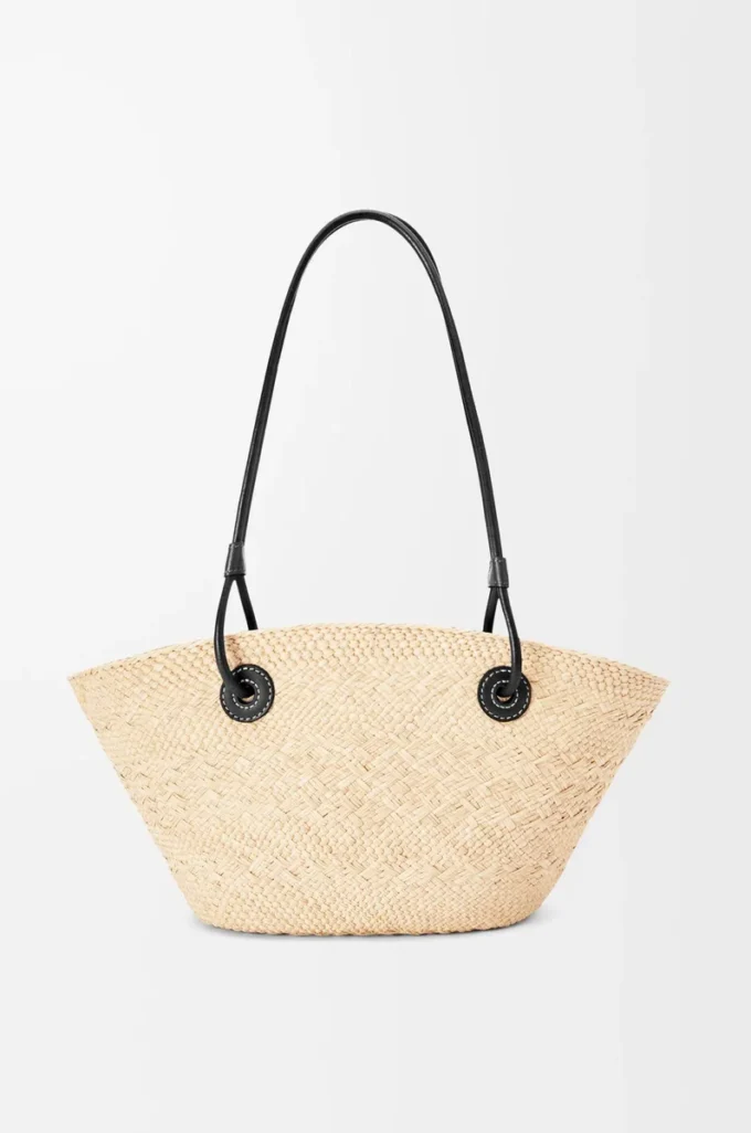 Small Anagram Basket bag in iraca palm and calfskin Natural/Black Small Anagram Basket bag in iraca palm and calfskin Natural/Black