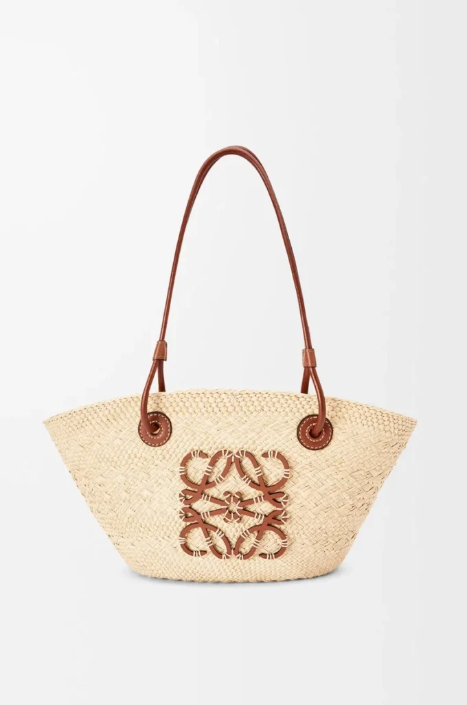 Small Anagram Basket bag in iraca palm and calfskin Natural/Tan Small Anagram Basket bag in iraca palm and calfskin Natural/Tan