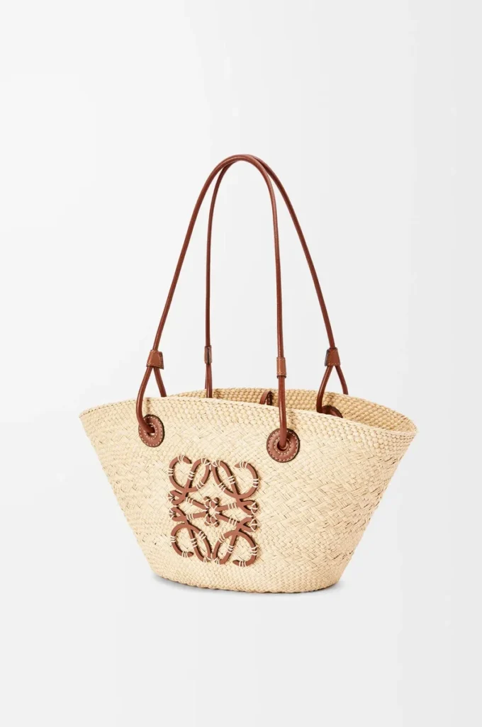 Small Anagram Basket bag in iraca palm and calfskin Natural/Tan Small Anagram Basket bag in iraca palm and calfskin Natural/Tan