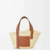 Small Basket bag in palm leaf and calfskin Natural/Tan Small Basket bag in palm leaf and calfskin Natural/Tan