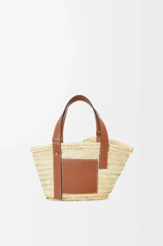 Small Basket bag in palm leaf and calfskin Natural/Tan