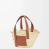 Small Basket bag in palm leaf and calfskin Natural/Tan Small Basket bag in palm leaf and calfskin Natural/Tan